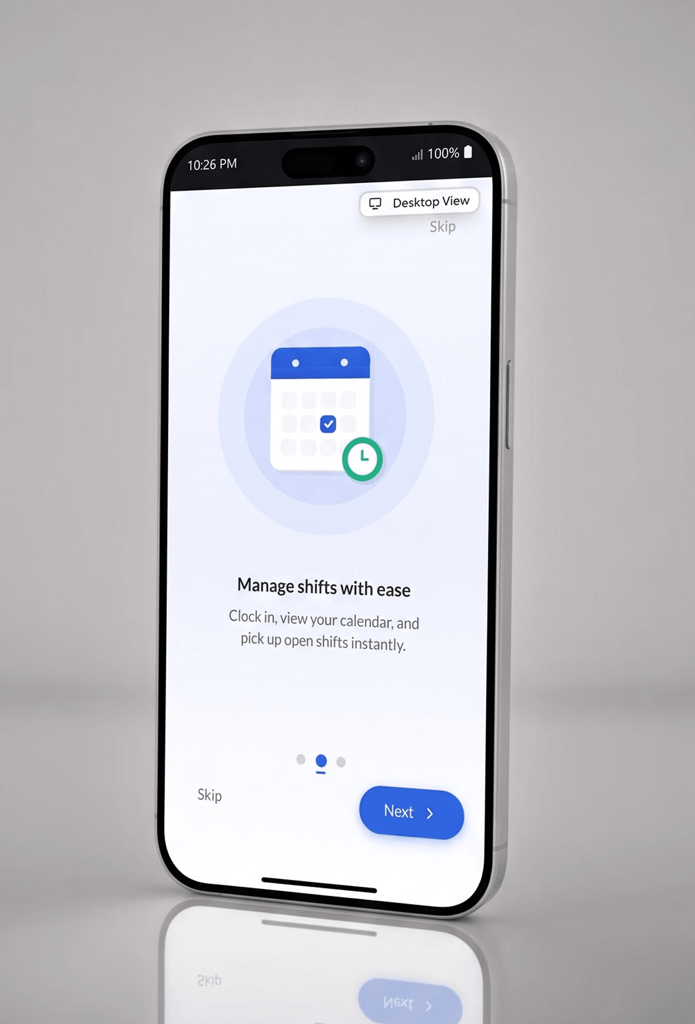 Mobile onboarding: the three-slide intro carousel and the terms screen covering data usage and GPS permissions.