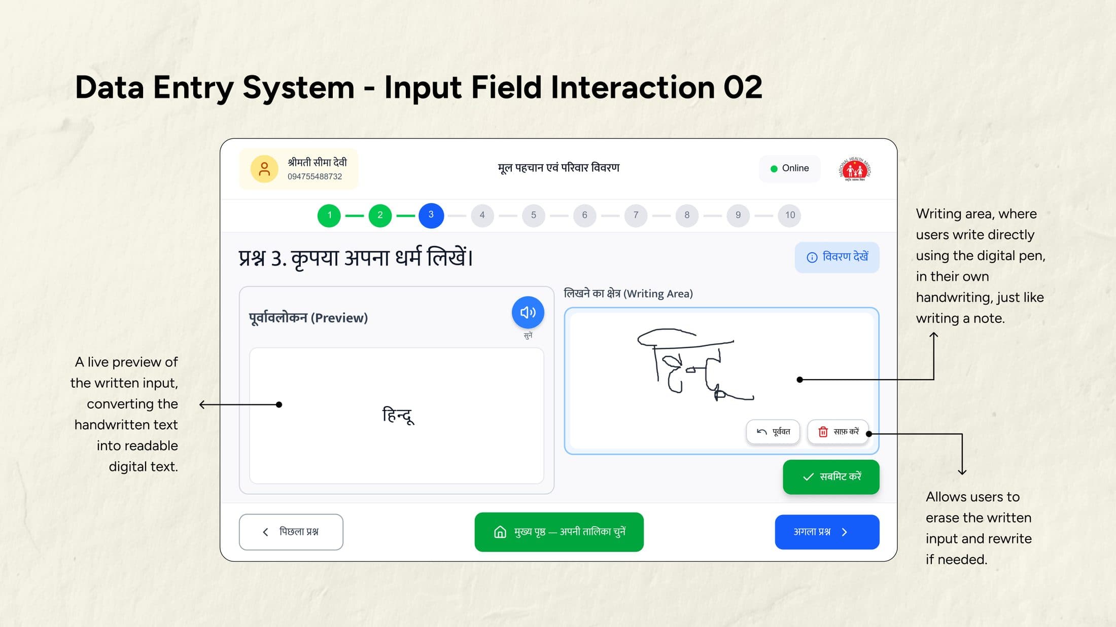 HDCS handwriting input with live preview