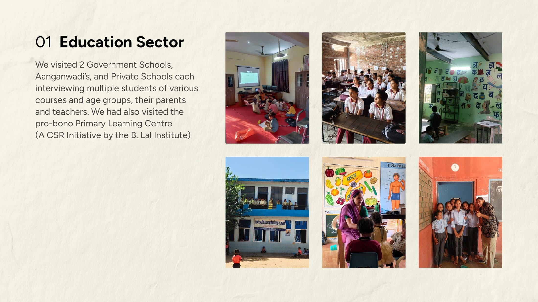 Photographs from education field research in Jahota